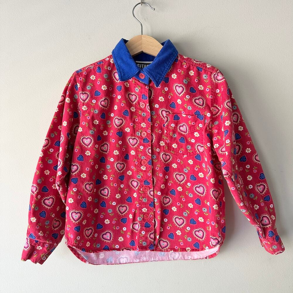 Gitano Heart Print Corduroy Long-sleeve Button down